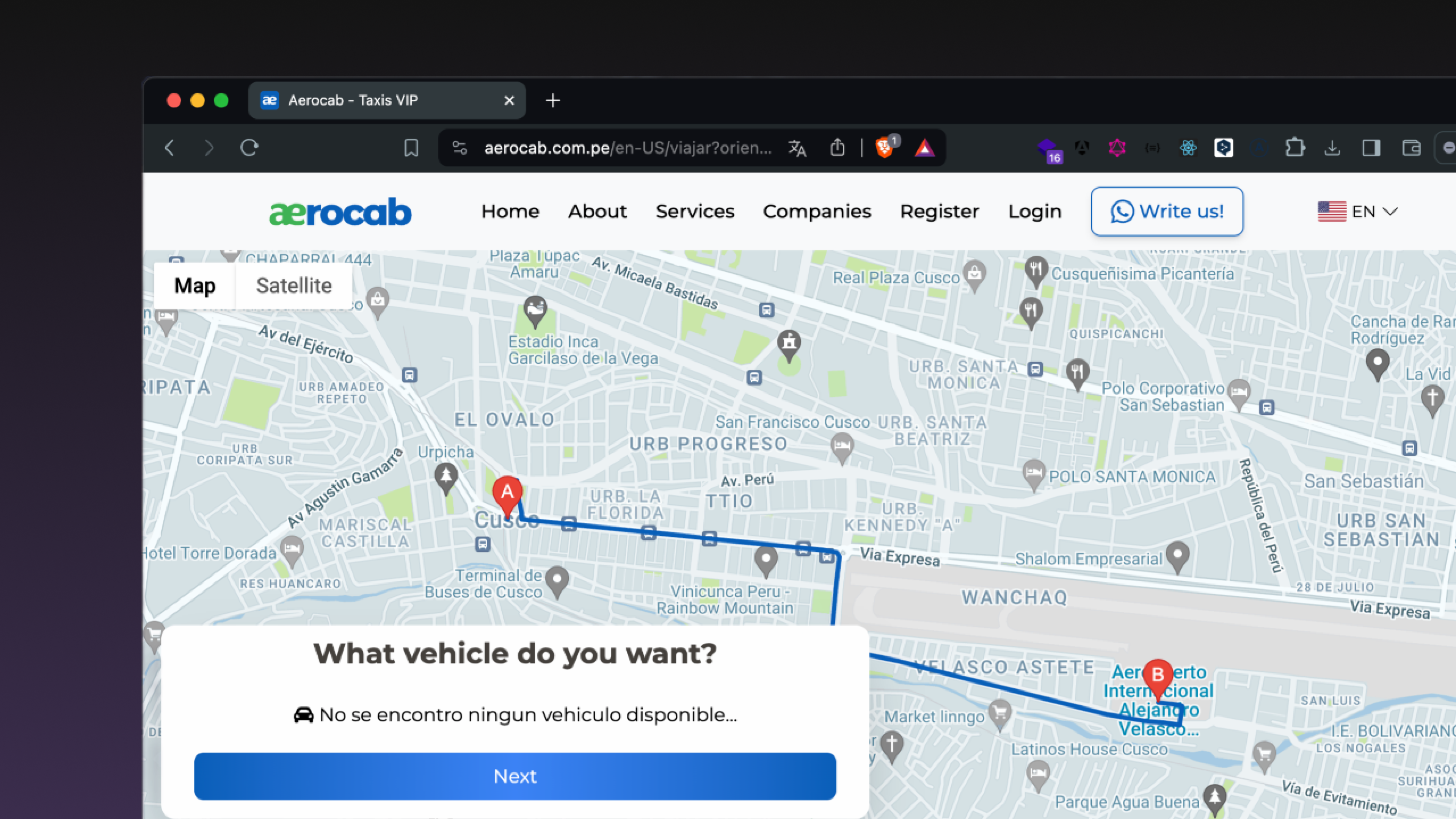 Aerocab Web - Servicios de Transporte